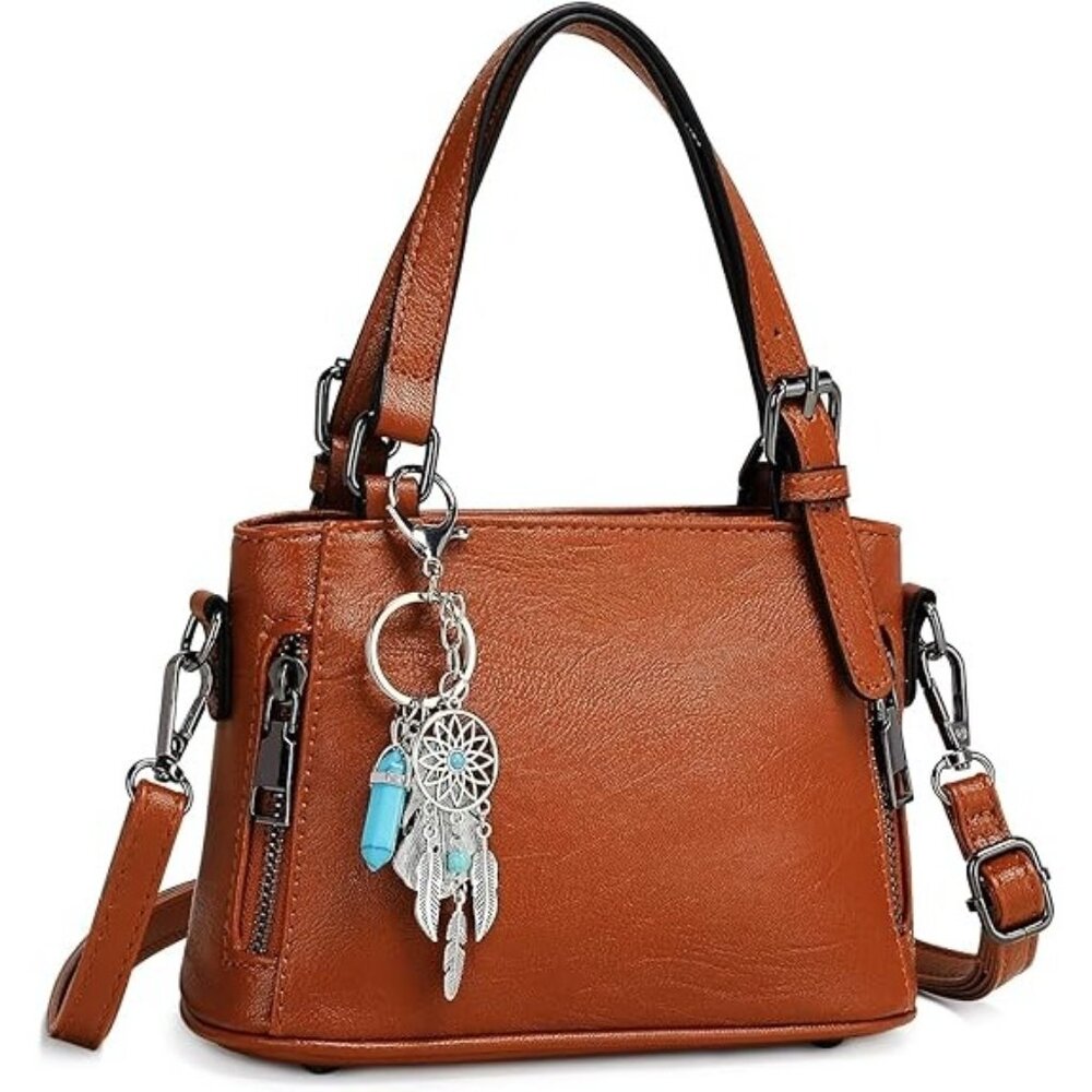 PU Leather Mini Shoulder Crossbody Bag Adjustable Strap Dreamcatcher Pendant NEW
